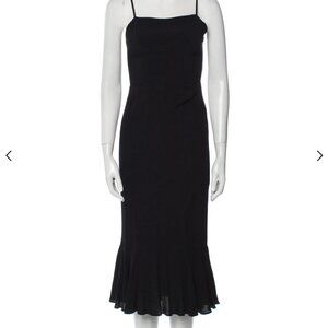 Reformation Black Square Neckline Sleezeless Midi Length Dress Size Small S